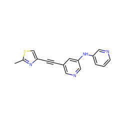 Cc1nc(C#Cc2cncc(Nc3cccnc3)c2)cs1 ZINC000137298175