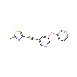 Cc1nc(C#Cc2cncc(Oc3cccnc3)c2)cs1 ZINC000169698715