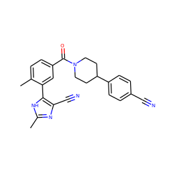 Cc1nc(C#N)c(-c2cc(C(=O)N3CCC(c4ccc(C#N)cc4)CC3)ccc2C)[nH]1 ZINC000219051432