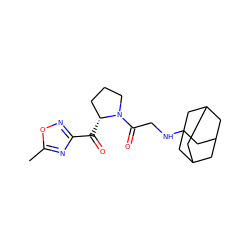 Cc1nc(C(=O)[C@@H]2CCCN2C(=O)CNC23CC4CC(CC(C4)C2)C3)no1 ZINC000028823365