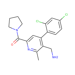 Cc1nc(C(=O)N2CCCC2)cc(-c2ccc(Cl)cc2Cl)c1CN ZINC000066102173