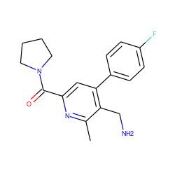 Cc1nc(C(=O)N2CCCC2)cc(-c2ccc(F)cc2)c1CN ZINC000066103627