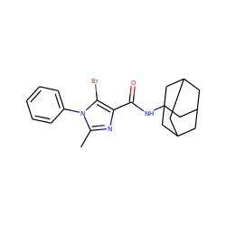 Cc1nc(C(=O)NC23CC4CC(CC(C4)C2)C3)c(Br)n1-c1ccccc1 ZINC000045386118