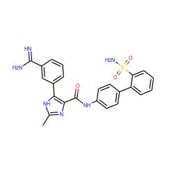 Cc1nc(C(=O)Nc2ccc(-c3ccccc3S(N)(=O)=O)cc2)c(-c2cccc(C(=N)N)c2)[nH]1 ZINC000027729474