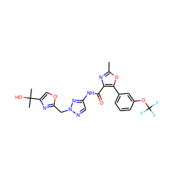 Cc1nc(C(=O)Nc2cnn(Cc3nc(C(C)(C)O)co3)n2)c(-c2cccc(OC(F)(F)F)c2)o1 ZINC000200100822