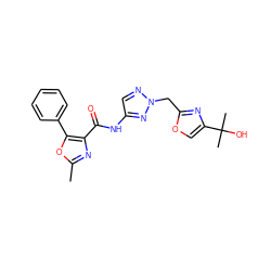 Cc1nc(C(=O)Nc2cnn(Cc3nc(C(C)(C)O)co3)n2)c(-c2ccccc2)o1 ZINC000200100731