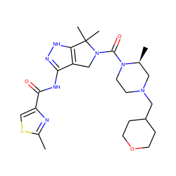 Cc1nc(C(=O)Nc2n[nH]c3c2CN(C(=O)N2CCN(CC4CCOCC4)C[C@@H]2C)C3(C)C)cs1 ZINC000149539962