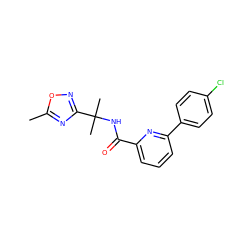 Cc1nc(C(C)(C)NC(=O)c2cccc(-c3ccc(Cl)cc3)n2)no1 ZINC000206691180