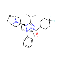 Cc1nc(C(C)C)n([C@H]2C[C@@H]3CC[C@H](C2)N3CC[C@H](NC(=O)C2CCC(F)(F)CC2)c2ccccc2)n1 ZINC000101176995