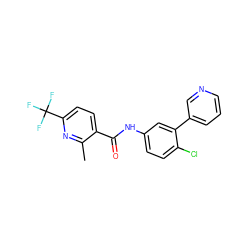 Cc1nc(C(F)(F)F)ccc1C(=O)Nc1ccc(Cl)c(-c2cccnc2)c1 ZINC000045288576