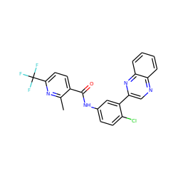 Cc1nc(C(F)(F)F)ccc1C(=O)Nc1ccc(Cl)c(-c2cnc3ccccc3n2)c1 ZINC000045257595