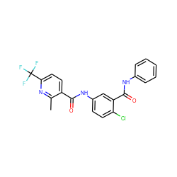 Cc1nc(C(F)(F)F)ccc1C(=O)Nc1ccc(Cl)c(C(=O)Nc2ccccc2)c1 ZINC000045287169