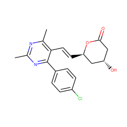 Cc1nc(C)c(/C=C/[C@@H]2C[C@@H](O)CC(=O)O2)c(-c2ccc(Cl)cc2)n1 ZINC000027655486