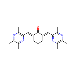 Cc1nc(C)c(/C=C2\CC(C)C/C(=C\c3nc(C)c(C)nc3C)C2=O)nc1C ZINC001772610637