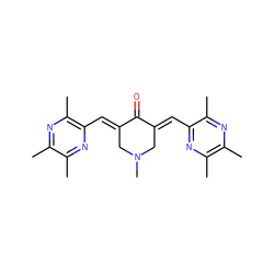 Cc1nc(C)c(/C=C2\CN(C)C/C(=C\c3nc(C)c(C)nc3C)C2=O)nc1C ZINC001772657720