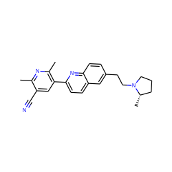 Cc1nc(C)c(-c2ccc3cc(CCN4CCC[C@@H]4C)ccc3n2)cc1C#N ZINC000038544119