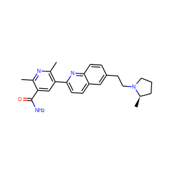 Cc1nc(C)c(-c2ccc3cc(CCN4CCC[C@H]4C)ccc3n2)cc1C(N)=O ZINC000049112240