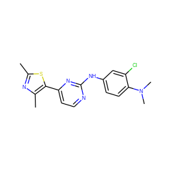 Cc1nc(C)c(-c2ccnc(Nc3ccc(N(C)C)c(Cl)c3)n2)s1 ZINC000003816086