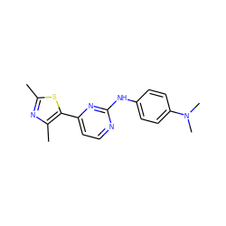 Cc1nc(C)c(-c2ccnc(Nc3ccc(N(C)C)cc3)n2)s1 ZINC000001912557