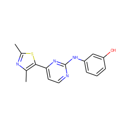 Cc1nc(C)c(-c2ccnc(Nc3cccc(O)c3)n2)s1 ZINC000002047391