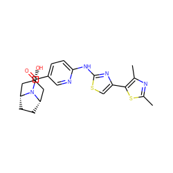 Cc1nc(C)c(-c2csc(Nc3ccc(C(=O)N4[C@H]5CC[C@@H]4C[C@H](O)C5)cn3)n2)s1 ZINC001772651844