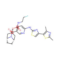 Cc1nc(C)c(-c2csc(Nc3ccc(C(=O)N4[C@H]5CC[C@@H]4C[C@H](OC(=O)NCCF)C5)cn3)n2)s1 ZINC001772618174