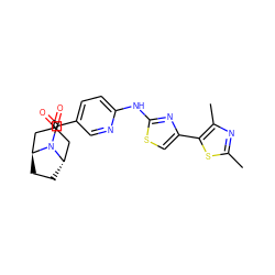 Cc1nc(C)c(-c2csc(Nc3ccc(C(=O)N4[C@H]5CC[C@H]4CC(=O)C5)cn3)n2)s1 ZINC001772655902