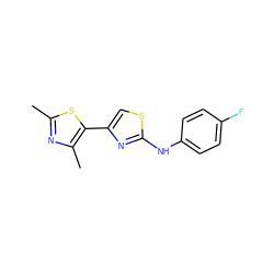 Cc1nc(C)c(-c2csc(Nc3ccc(F)cc3)n2)s1 ZINC000000813415