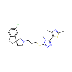 Cc1nc(C)c(-c2nnc(SCCCN3CC[C@]4(CCc5ccc(Cl)cc54)C3)n2C)s1 ZINC000064540175