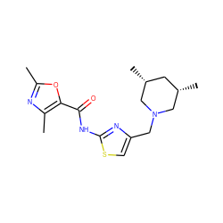 Cc1nc(C)c(C(=O)Nc2nc(CN3C[C@@H](C)C[C@@H](C)C3)cs2)o1 ZINC000073029452