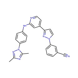 Cc1nc(C)n(-c2ccc(Nc3cc(-c4ccn(-c5cccc(C#N)c5)n4)ccn3)cc2)n1 ZINC000071420781