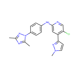 Cc1nc(C)n(-c2ccc(Nc3cc(-c4ccn(C)n4)c(Cl)cn3)cc2)n1 ZINC000071341890