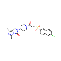 Cc1nc(C)n2c1CN(C1CCN(C(=O)CCS(=O)(=O)c3ccc4cc(Cl)ccc4c3)CC1)C2=O ZINC000045496877