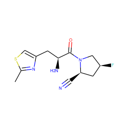 Cc1nc(C[C@H](N)C(=O)N2C[C@@H](F)C[C@H]2C#N)cs1 ZINC000103248362