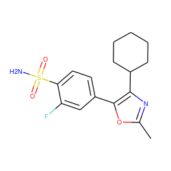 Cc1nc(C2CCCCC2)c(-c2ccc(S(N)(=O)=O)c(F)c2)o1 ZINC000000006662