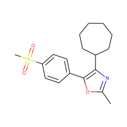 Cc1nc(C2CCCCCC2)c(-c2ccc(S(C)(=O)=O)cc2)o1 ZINC000012352358