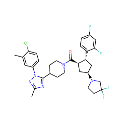 Cc1nc(C2CCN(C(=O)[C@@H]3C[C@H](N4CCC(F)(F)C4)C[C@H]3c3ccc(F)cc3F)CC2)n(-c2ccc(Cl)c(C)c2)n1 ZINC000096175695