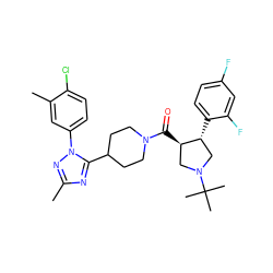 Cc1nc(C2CCN(C(=O)[C@@H]3CN(C(C)(C)C)C[C@H]3c3ccc(F)cc3F)CC2)n(-c2ccc(Cl)c(C)c2)n1 ZINC000084616227