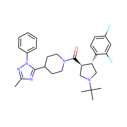 Cc1nc(C2CCN(C(=O)[C@@H]3CN(C(C)(C)C)C[C@H]3c3ccc(F)cc3F)CC2)n(-c2ccccc2)n1 ZINC000084633508