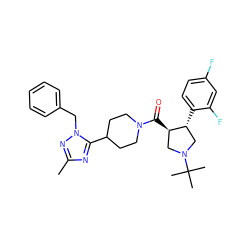 Cc1nc(C2CCN(C(=O)[C@@H]3CN(C(C)(C)C)C[C@H]3c3ccc(F)cc3F)CC2)n(Cc2ccccc2)n1 ZINC000084633510