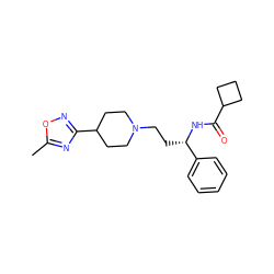 Cc1nc(C2CCN(CC[C@H](NC(=O)C3CCC3)c3ccccc3)CC2)no1 ZINC000038147804