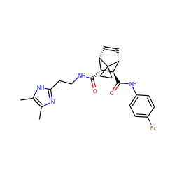 Cc1nc(CCNC(=O)[C@@H]2[C@@H]3C=C[C@H]([C@H]2C(=O)Nc2ccc(Br)cc2)C32CC2)[nH]c1C ZINC000168291475