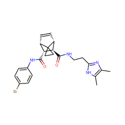 Cc1nc(CCNC(=O)[C@H]2[C@H](C(=O)Nc3ccc(Br)cc3)[C@@H]3C=C[C@H]2C32CC2)[nH]c1C ZINC000168431988