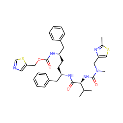 Cc1nc(CN(C)C(=O)N[C@H](C(=O)N[C@H](CC[C@H](Cc2ccccc2)NC(=O)OCc2cncs2)Cc2ccccc2)C(C)C)cs1 ZINC000150604067