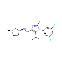 Cc1nc(CN[C@H]2CC[C@@H](F)C2)c(C(C)C)n1-c1cc(F)cc(F)c1 ZINC000043060743