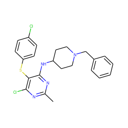 Cc1nc(Cl)c(Sc2ccc(Cl)cc2)c(NC2CCN(Cc3ccccc3)CC2)n1 ZINC000036216440