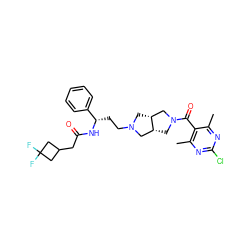 Cc1nc(Cl)nc(C)c1C(=O)N1C[C@@H]2CN(CC[C@H](NC(=O)CC3CC(F)(F)C3)c3ccccc3)C[C@@H]2C1 ZINC000049793506