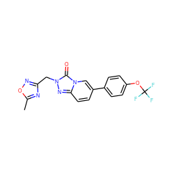 Cc1nc(Cn2nc3ccc(-c4ccc(OC(F)(F)F)cc4)cn3c2=O)no1 ZINC000113400559