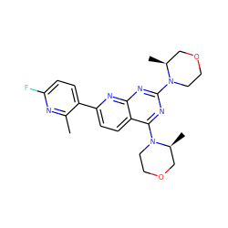 Cc1nc(F)ccc1-c1ccc2c(N3CCOC[C@@H]3C)nc(N3CCOC[C@@H]3C)nc2n1 ZINC000139428659