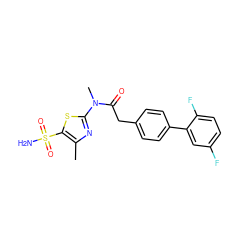 Cc1nc(N(C)C(=O)Cc2ccc(-c3cc(F)ccc3F)cc2)sc1S(N)(=O)=O ZINC000003964091